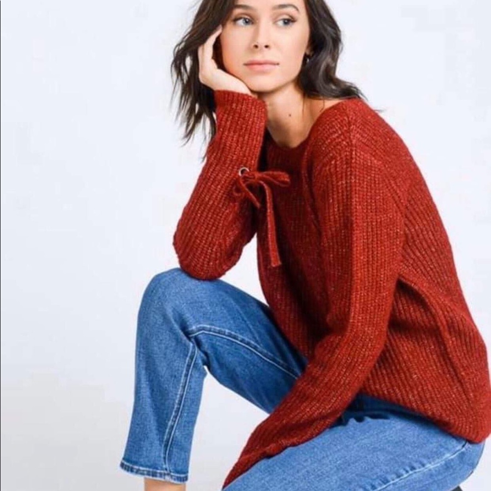 Love Tree Red Ribbed Sweater, NWT Women’s Small or large